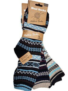 NATURE SOCKS Alpaca Wool Crew Socks - 3 PAIRS - Sz 10 - 13 - NEW NWT